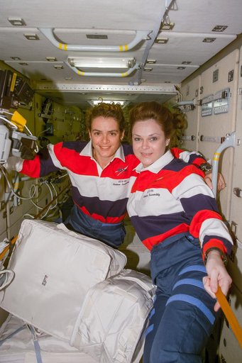 Julie Payette and Tamara Jernigan in FGB/Zarya module