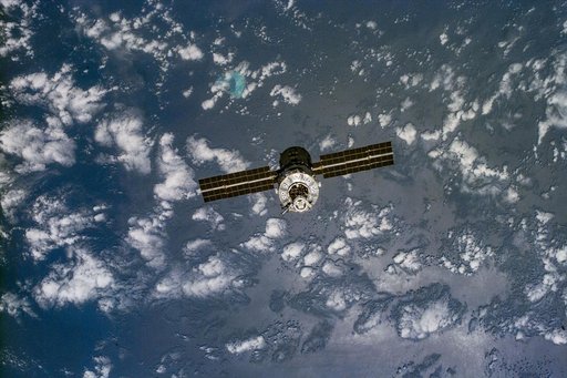 View of the ISS stack as seen during the fly-around by the STS-96 crew