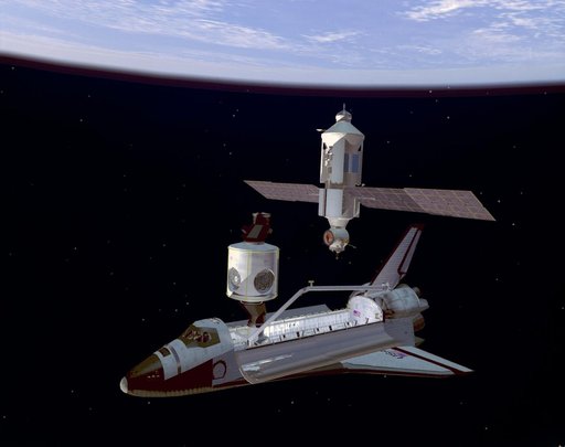 Art concept, line drawing and Service Module of the ISS