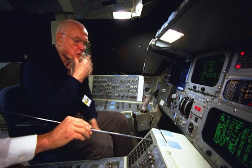 Senator John Glenn training in Single Systems Trainer