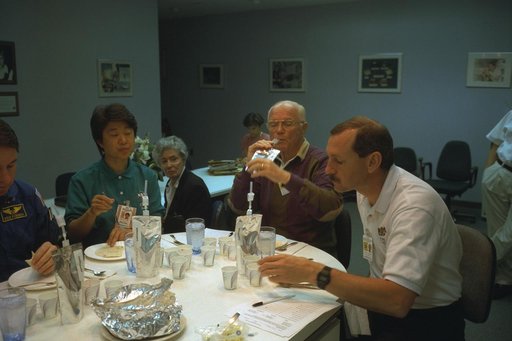 Various views of STS-95 Senator John Glenn during training