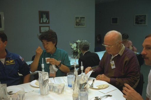 Various views of STS-95 Senator John Glenn during training
