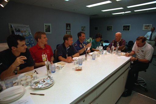 Various views of STS-95 Senator John Glenn during training