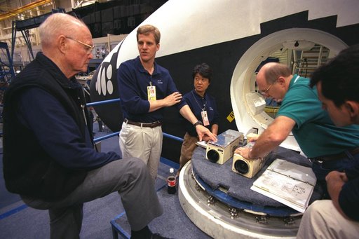 Various views of STS-95 Senator John Glenn during training