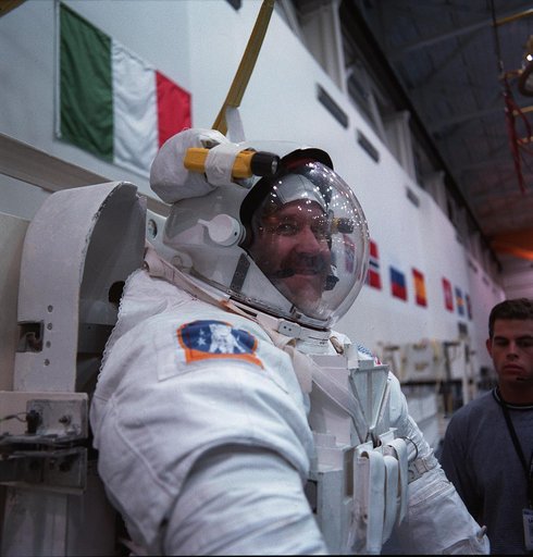 STS-103 crewmembers during NBL EVA training