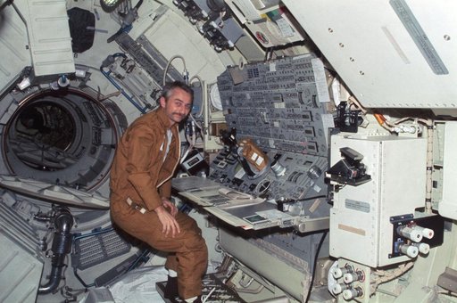 Astronaut Owen Garriott at the Apollo Telescope Mount console