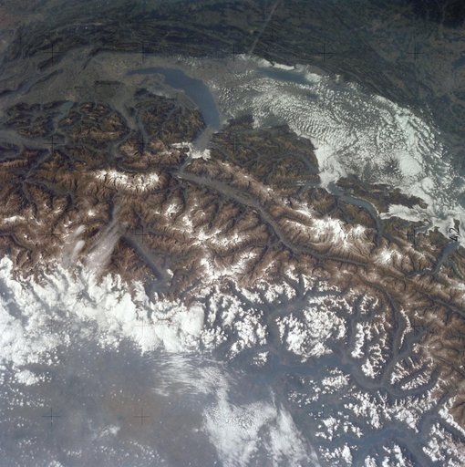 Snow covered Alps of France, Italy, and Switzerland