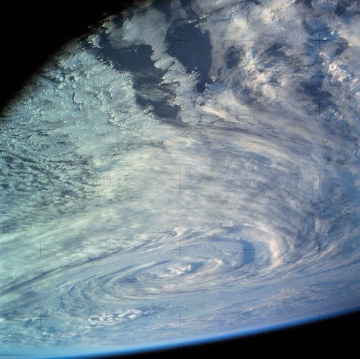 View of a South Pacific storm photographed from Skylab space station