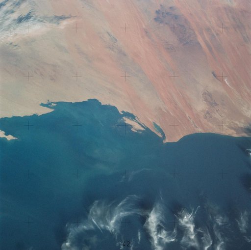 Northern half of Mauritania's Atlantic Coast from Skylab