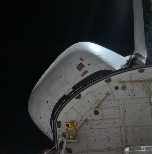 View of CCTV camera mounted on aft payload bay bulkhead