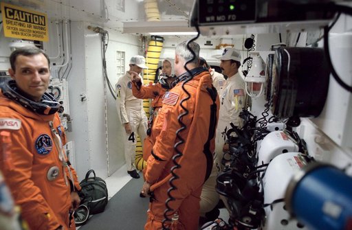 STS-51 crew seen in White room prior to launch of Discovery