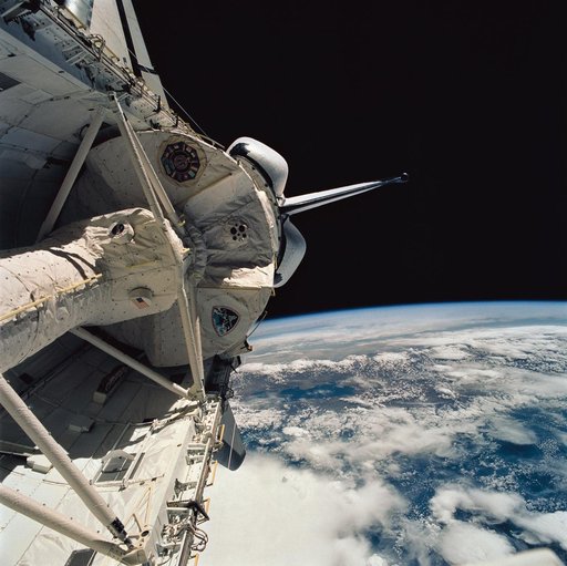 Peru-Bolivia border, part of Amazon Basin, and the SLS-2 laboratory module