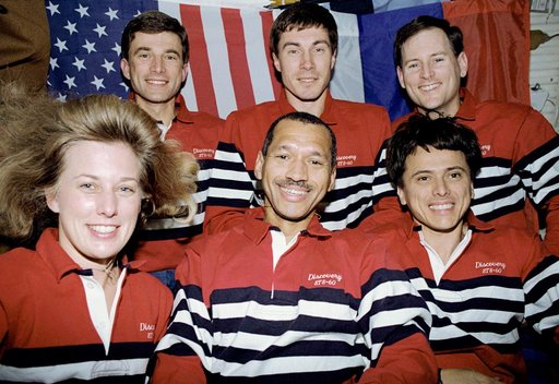 In-flight portrait of the STS-60 crew