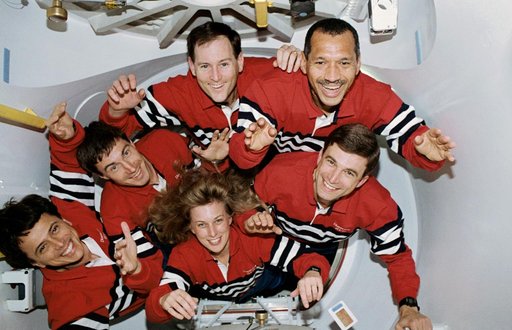In-flight portrait of the STS-60 crew