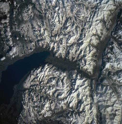 Rhone River Valley & Lower Lake Geneva, Switzerland as seen from STS-60