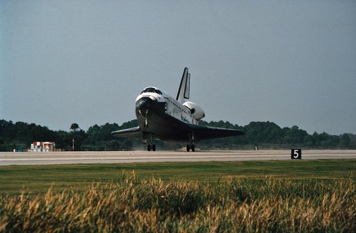Landing of STS-60 Space Shuttle Discovery at Kennedy Space Center