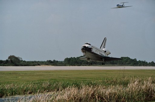 Landing of STS-60 Space Shuttle Discovery at Kennedy Space Center