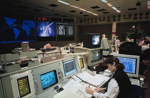 Mission control activity during STS-61 EVA