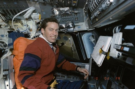 Mission commander James Wetherbee on the forward flight deck
