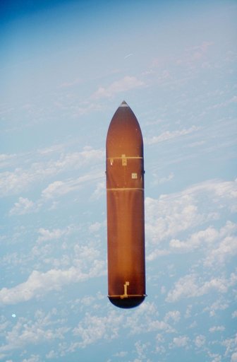 Views of the external tank as it falls away from Discovery