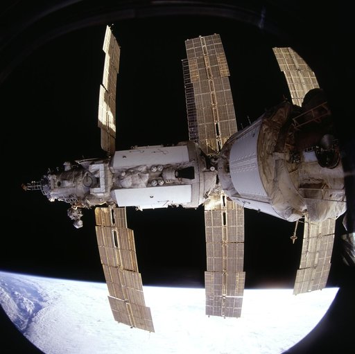 View of Kvant-2 module from shuttle Atlantis