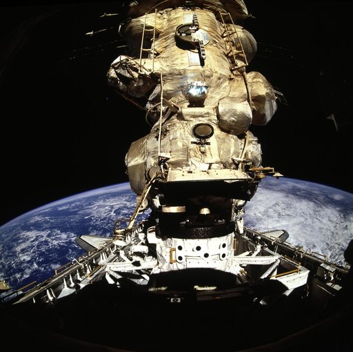 View of Mir docked with Atlantis