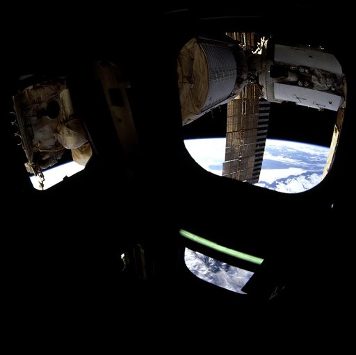 View of Mir docked with Atlantis