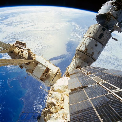 Mir space station as seen from shuttle Atlantis