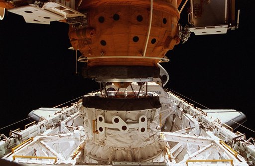 View of APAS during docking with Mir Space Station