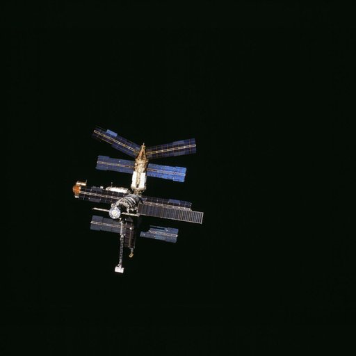 Mir Space Station views after undocking and flyaround by shuttle Atlantis