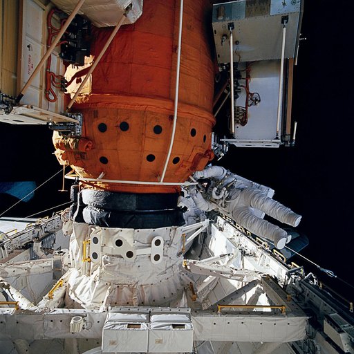 Astronauts Linda Godwin and Michael "Rich" Clifford during EVA