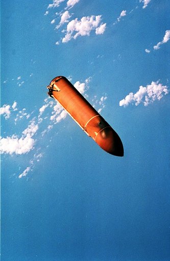 STS-78 external tank documented after separation