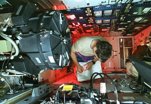 Astronaut Blaha in the Priroda module