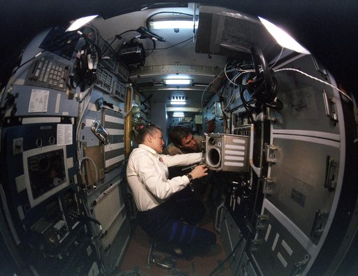 MS Lucid and Blaha with MGBX aboard the Mir space station Priroda module