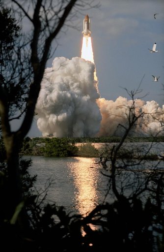 STS-80 Columbia, OV 102, liftoff from KSC Launch Pad 39B