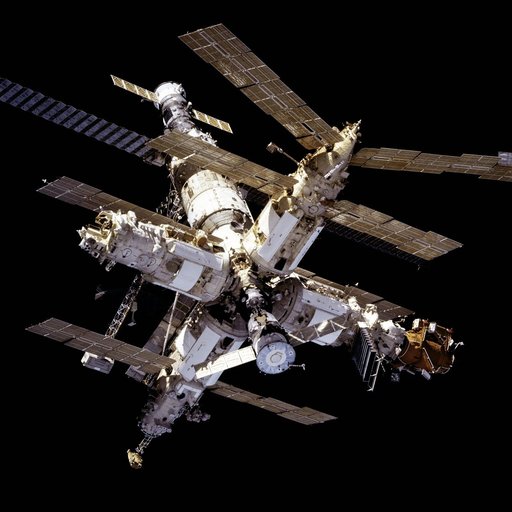 Survey views of the Mir space station taken after undocking