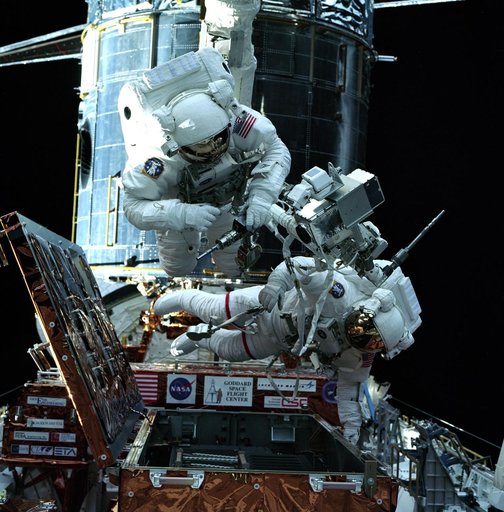 EVA 1 activity on Flight Day 4 to service the Hubble Space Telescope