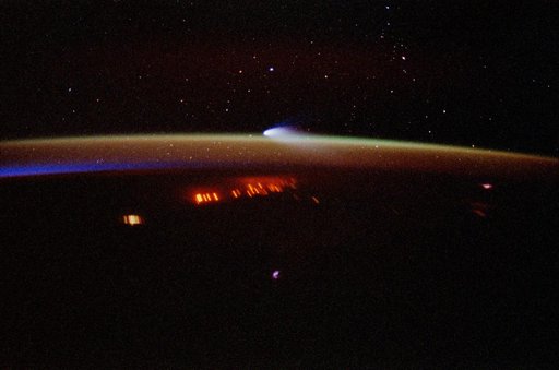 Hale Bopp comet photographed from the orbiter Columbia
