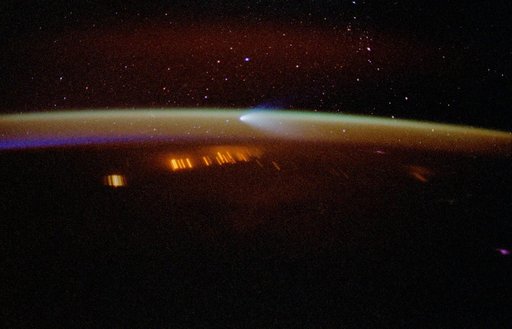 Hale Bopp comet photographed from the orbiter Columbia