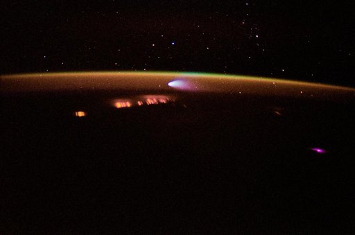 Hale Bopp comet photographed from the orbiter Columbia