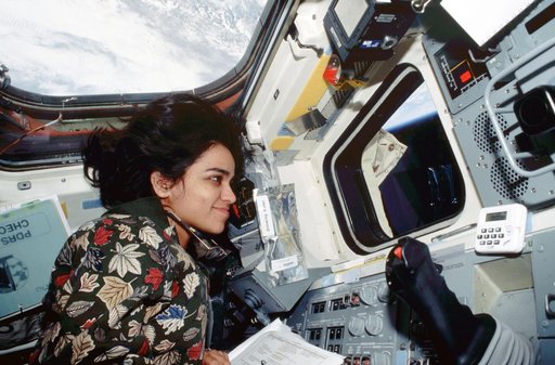 Kalpana Chawla directs the EVA from inside the flight deck