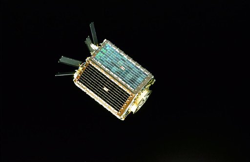 View of the MightySat 1 satellite after it was deployed