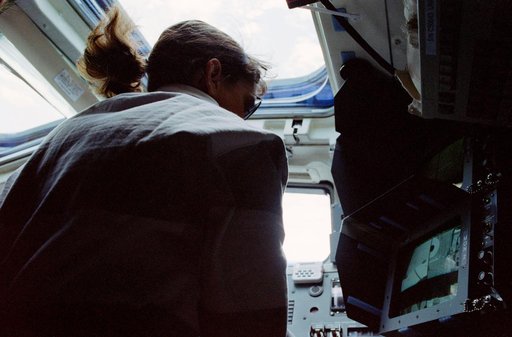 Currie on aft flight deck during grapple