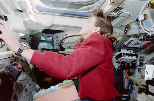 Currie at aft flight deck controls