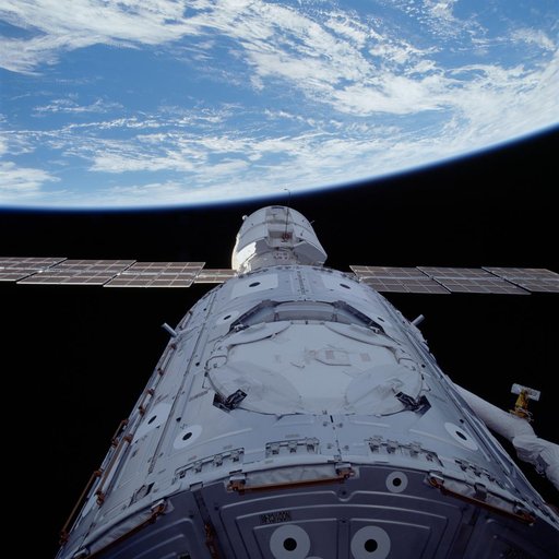 View of the FGB/Zarya and Node 1/Unity modules in the payload bay