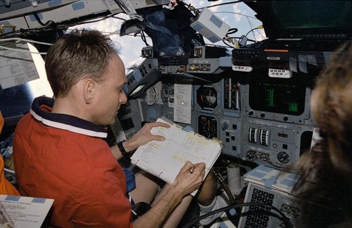 Pilot Edwards reads a rendezvous timeline