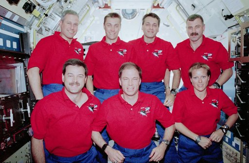 STS-90 crew in-flight portrait