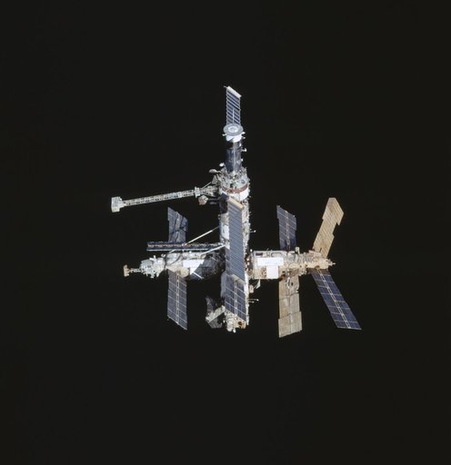 Survey views of the Mir Space Station during flyaround