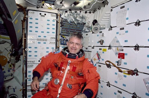 MS Garneau in his LES during re-entry preparations for STS-97