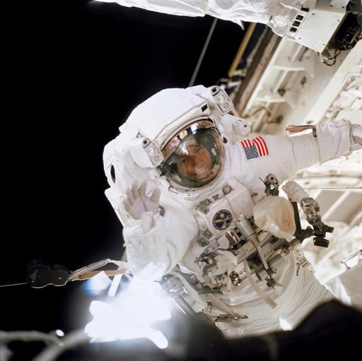 View of MS Noriega waves to the camera during the third EVA of STS-97